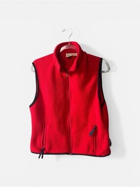Woolrich Polartec Womens Red Fleece Full Zip Pockets Vest Sz M